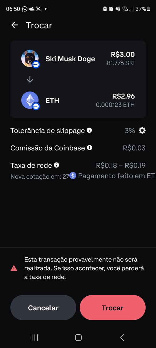 dotiiandrade91's tweet photo. @CoinbaseSupport I am not able to convert Ski Musk Doge or withdraw the amount. https://t.co/vTWD7NYeb3