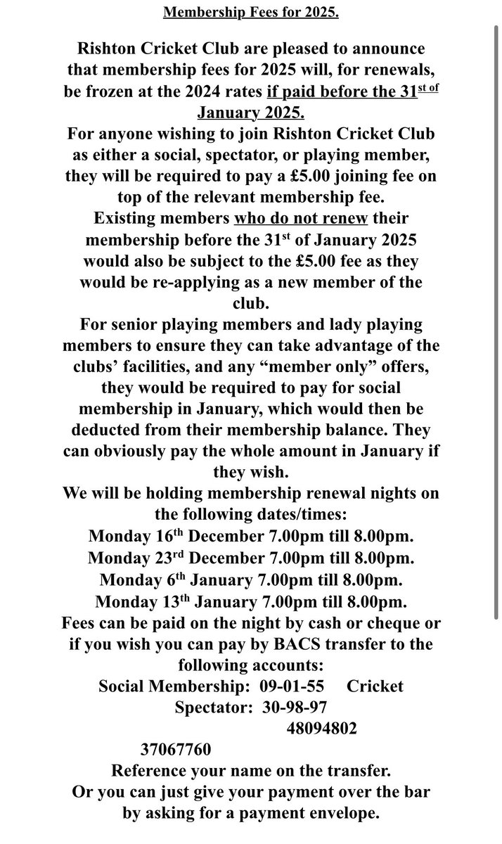 Rishtoncc's tweet photo. Memberships 2025

Please see information below. https://t.co/fzeTxWOG3z