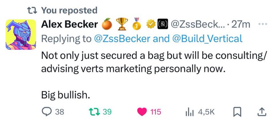 crypto_chin's tweet photo. Alex Becker &amp; Elliotrades are in $VERTAI  💎

The two best youtubers in the crypto industry 👀

$VERTAI is still trading at only 70M MC, imagine what will happen, once they start to push. (1.6m followers)

You are not bullish enough on First movers🚀

$dsync $pin $pai $gpu $fet https://t.co/VzDKHaoPXo