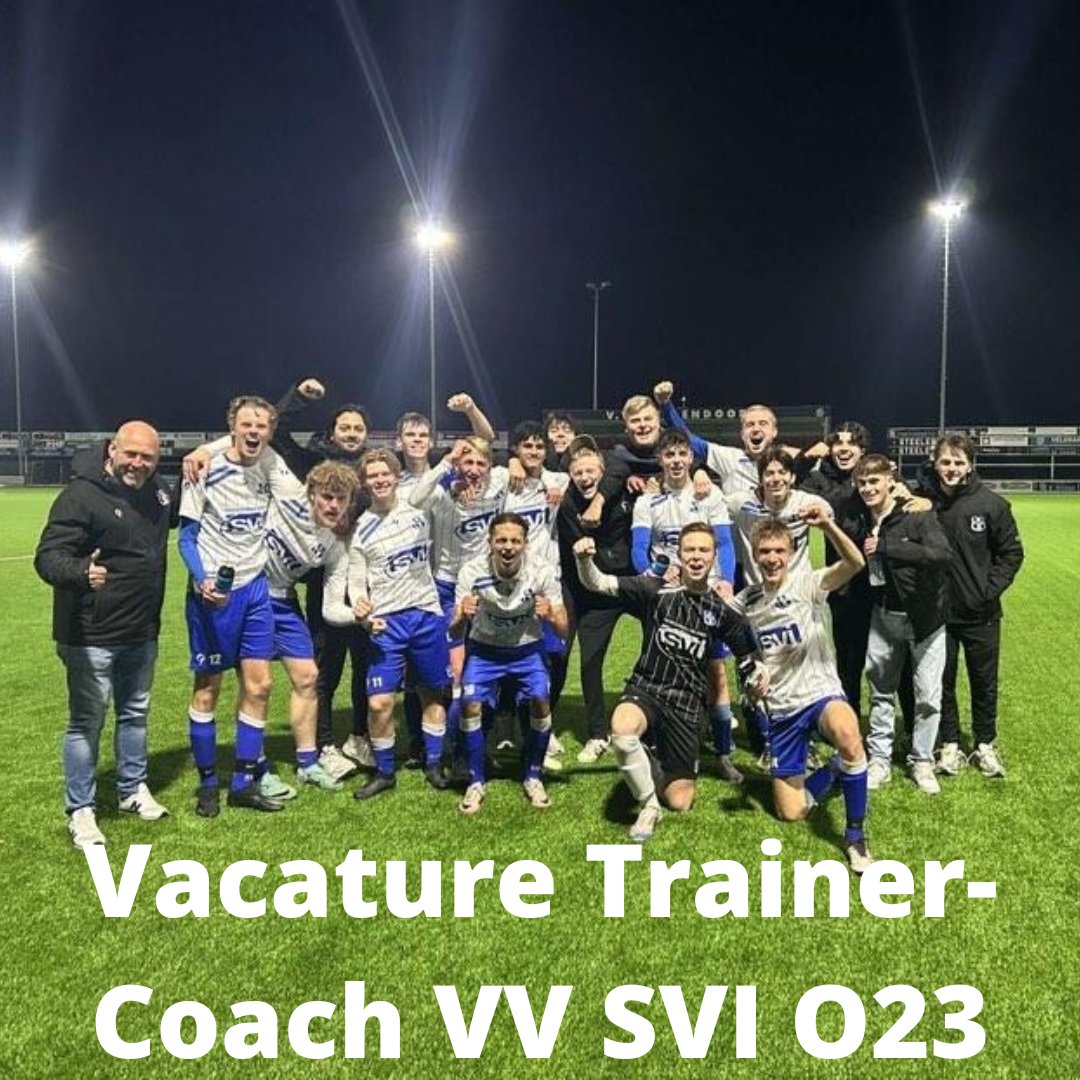 Wij zoeken voor het seizoen 2025-2026 een enthousiaste en ambitieuze trainer/coach 
voor onze O23 selectie. Wil jij een jong, leergierig en talentvol elftal trainen dat uitkomt in 
de 4e divisie? Kijk dan voor de volledige vacaturetekst op: vvsvi.nl/2024/12/vacatu…