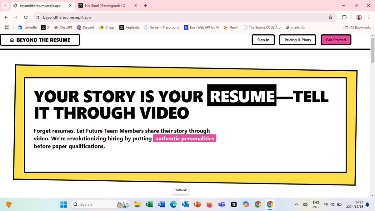 mrsngood's tweet image. Just wrapped up the #CodeWithAI Bootcamp by @100schoolHQ  &amp;amp; built my MVP: &quot;Beyond the Resume&quot; using @Replit 😍

Why? Resumes aka CV&apos;s don’t show the quirks, energy, or humanity behind a person.

This project brings more connection into hiring, where video tells a richer story…