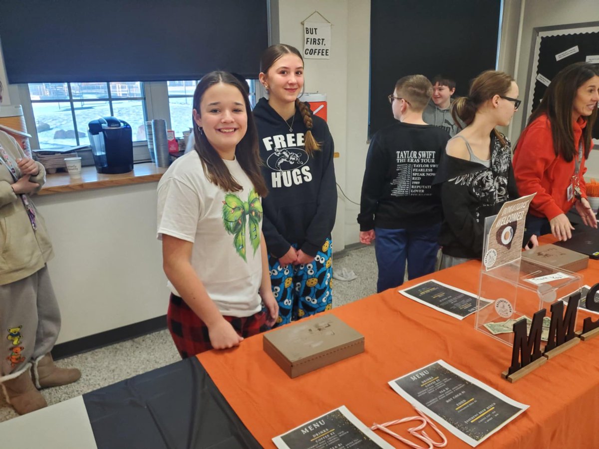MfldMSTigers's tweet photo. Our Personalized Pathways and 8th grade Business students combined to provide delicious treats and warm drinks to MMS Staff on a cold winter day, all while learning valuable employment skills!  #RollTigers https://t.co/GlSOcjodSs