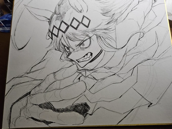 色紙お試しで描いてる 