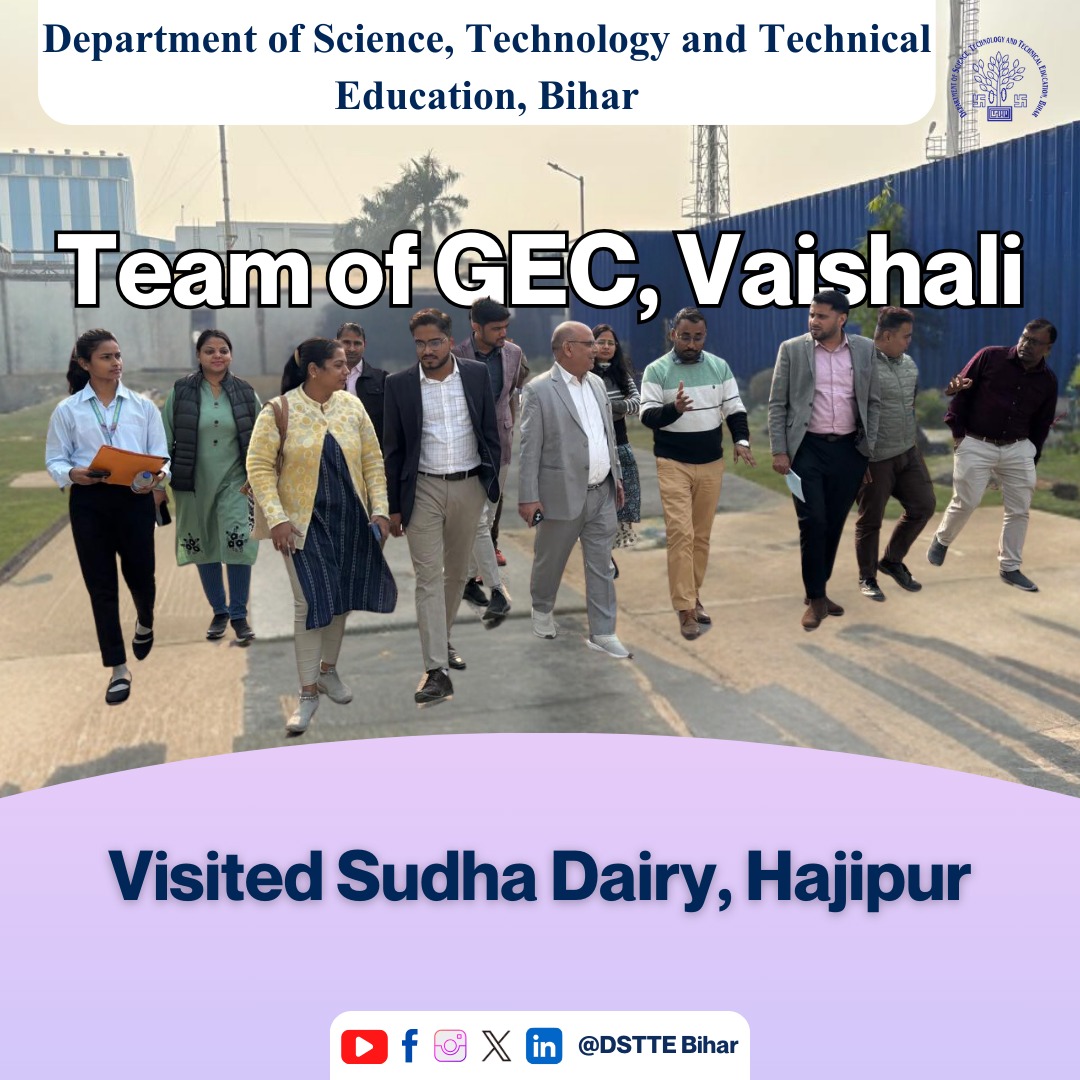 DSTTEBihar's tweet image. "Dr. Anant Kumar, Principal of GEC Vaishali, leads a team to Sudha Dairy, Hajipur, to enhance practical knowledge & training for students. MoUs with industry partners aim for better employability. Congratulations on such meaningful efforts!
#GECVaishali #PracticalKnowledge