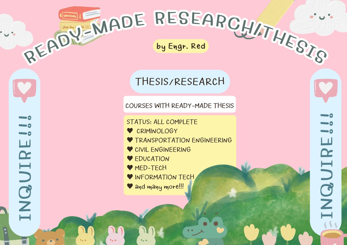 ingredibletutor's tweet photo. @mnynluv Hi! Research and thesis are my forte! I have ready-made complete research papers kung interested ka. I have commissioned thesis and research papers since 2021. Please DM me!!! https://t.co/k0vrTAsDvd