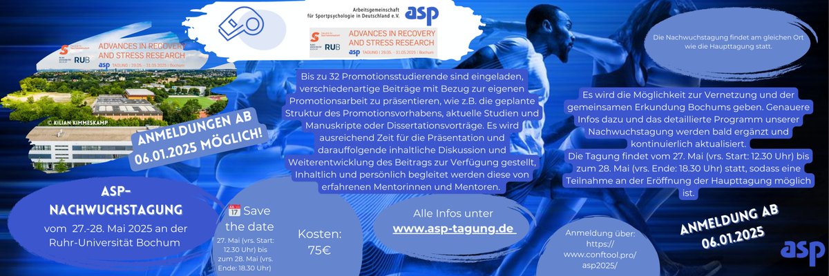 asp Nachwuchstagung am 27. und 28. Mai 2025  im Vorfeld der 57. asp-Jahrestagung in Bochum

Weitere Infos gibt es hier: asp-tagung.de/nachwuchstagun…
Foto: ©  Kilian Kimmeskamp
#asp #jahrestagung #sportpsychologie #rub #ruhrunibochum #sportwissenschaft #stress #belastung #beanspruchung