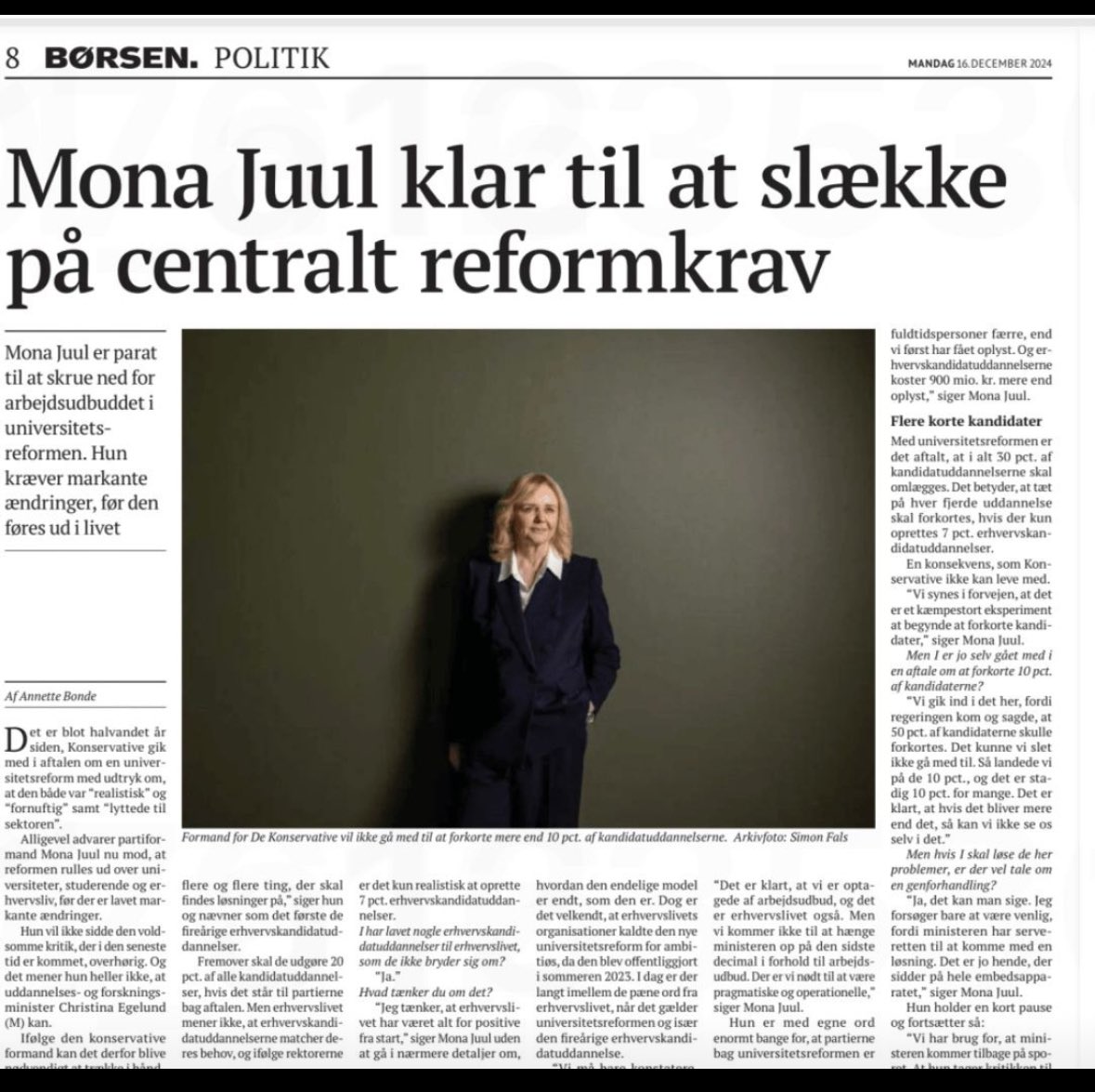 Camilla Gregersen (@dmcamilla) on Twitter photo Tak til <a href="/JuulMona/">Mona Juul</a> <a href="/KonservativeDK/">Det Konservative Folkeparti</a> for at kræve markante ændringer i ny universitetsreform 👏👏👏
Vi skal bringe uddannelser og erhvervsliv sammen - ikke lave uddannelser, som ingen efterspørger. #dkpol
<a href="/Danskeuni/">Danske Universiteter</a> <a href="/Esben_Salmonsen/">Esben Bjørn Salmonsen</a> <a href="/madseriksen1208/">Mads Eriksen Storm</a> <a href="/mhaarder/">Mikkel Haarder</a> Tak til <a href="/JuulMona/">Mona Juul</a> <a href="/KonservativeDK/">Det Konservative Folkeparti</a> for at kræve markante ændringer i ny universitetsreform 👏👏👏
Vi skal bringe uddannelser og erhvervsliv sammen - ikke lave uddannelser, som ingen efterspørger. #dkpol
<a href="/Danskeuni/">Danske Universiteter</a> <a href="/Esben_Salmonsen/">Esben Bjørn Salmonsen</a> <a href="/madseriksen1208/">Mads Eriksen Storm</a> <a href="/mhaarder/">Mikkel Haarder</a>