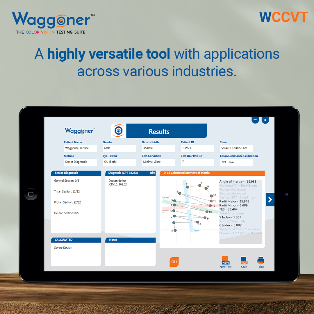 WaggonerDx's tweet photo. The Waggoner CCVT is a versatile tool that offers accurate and efficient color vision assessment. Whether you're in healthcare, education, or the military, the WCCVT provides reliable results to support informed decision-making. https://t.co/eOg40NlanV