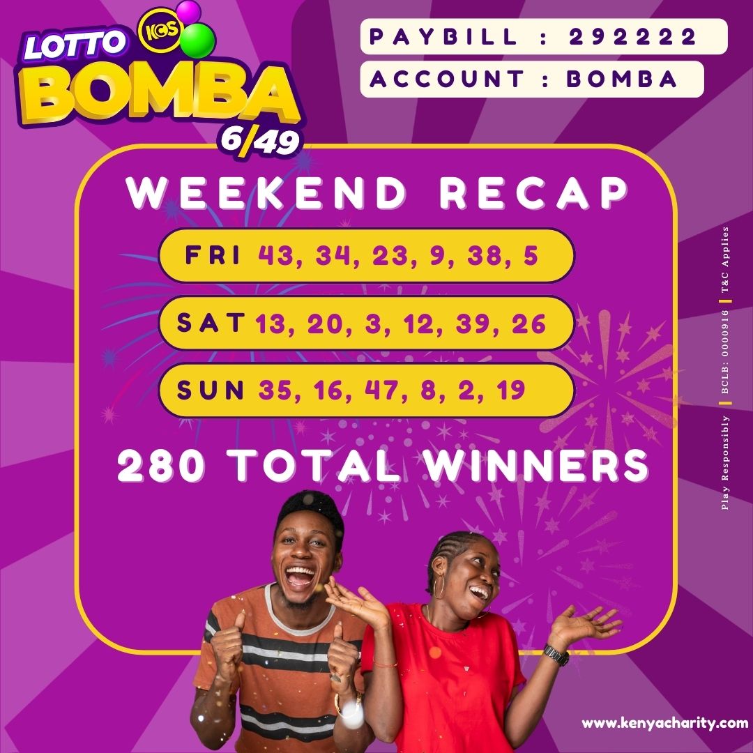 YOUR CHANCE TO WIN BIG! 🏆
Every day is your chance to win up to 100 MILLION KSH! 🎉

Simply match 6 numbers and play for as little as 50 KES to boost your chances of taking home some serious cash💰

📲 Dial PB: 292222 ,AC: Bomba to play now!

#Kenya #BeAWinner #Lotto #Winner