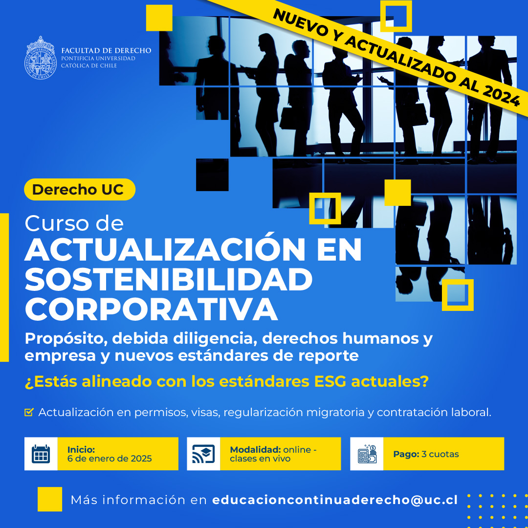 🔵 Conviértete en un líder en sostenibilidad corporativa. Aprende a identificar riesgos y oportunidades ESG, aplicar la debida diligencia, y manejar los nuevos estándares de reporte y el marco de derechos humanos y empresas. 

Postula aquí 👉 bit.ly/4fjwv64