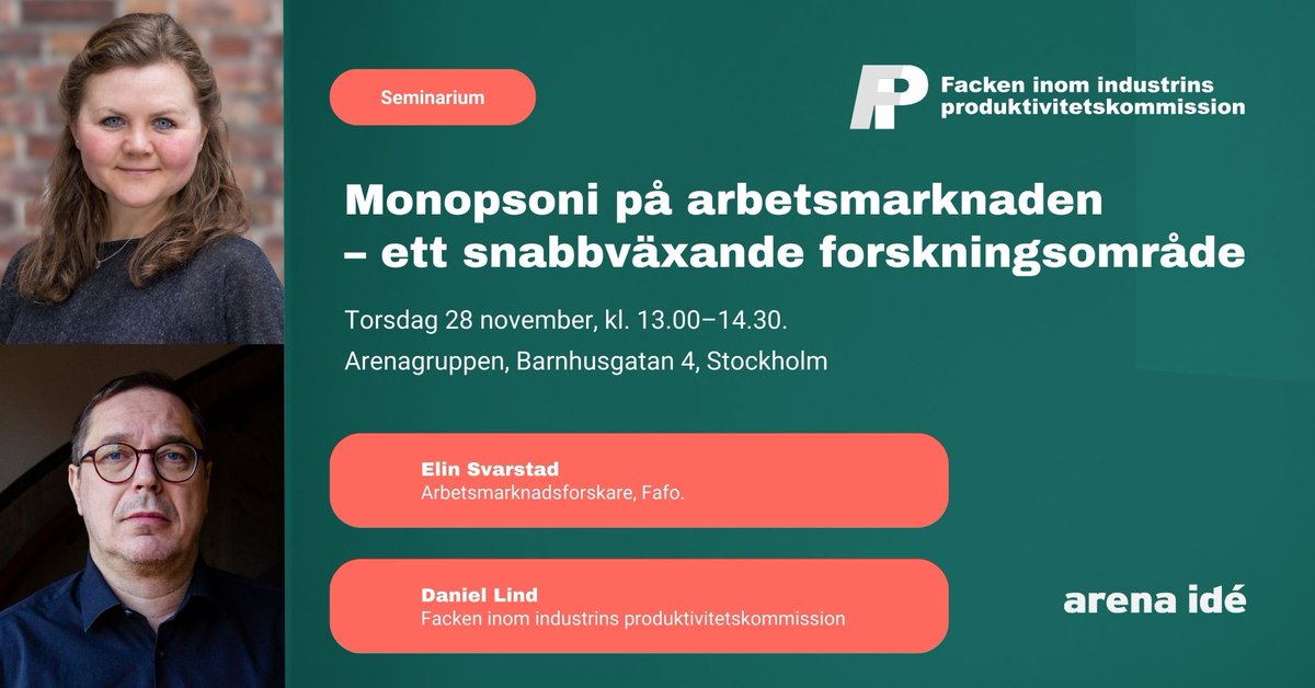 DanielLind_'s tweet photo. Hur mkt skulle lönerna öka om AGs lönesättarmakt minskade?

Vilken roll kan fack, KAV och lönebildning spela?

Vad kan politiken göra för att öka produktiviteten genom minskad lönesättarmakt?

Titta i efterhand 👇👇. Med @ElinSvarstad.

@arenaide 

https://t.co/P15tGweaiL https://t.co/1F6OlHO3Oi