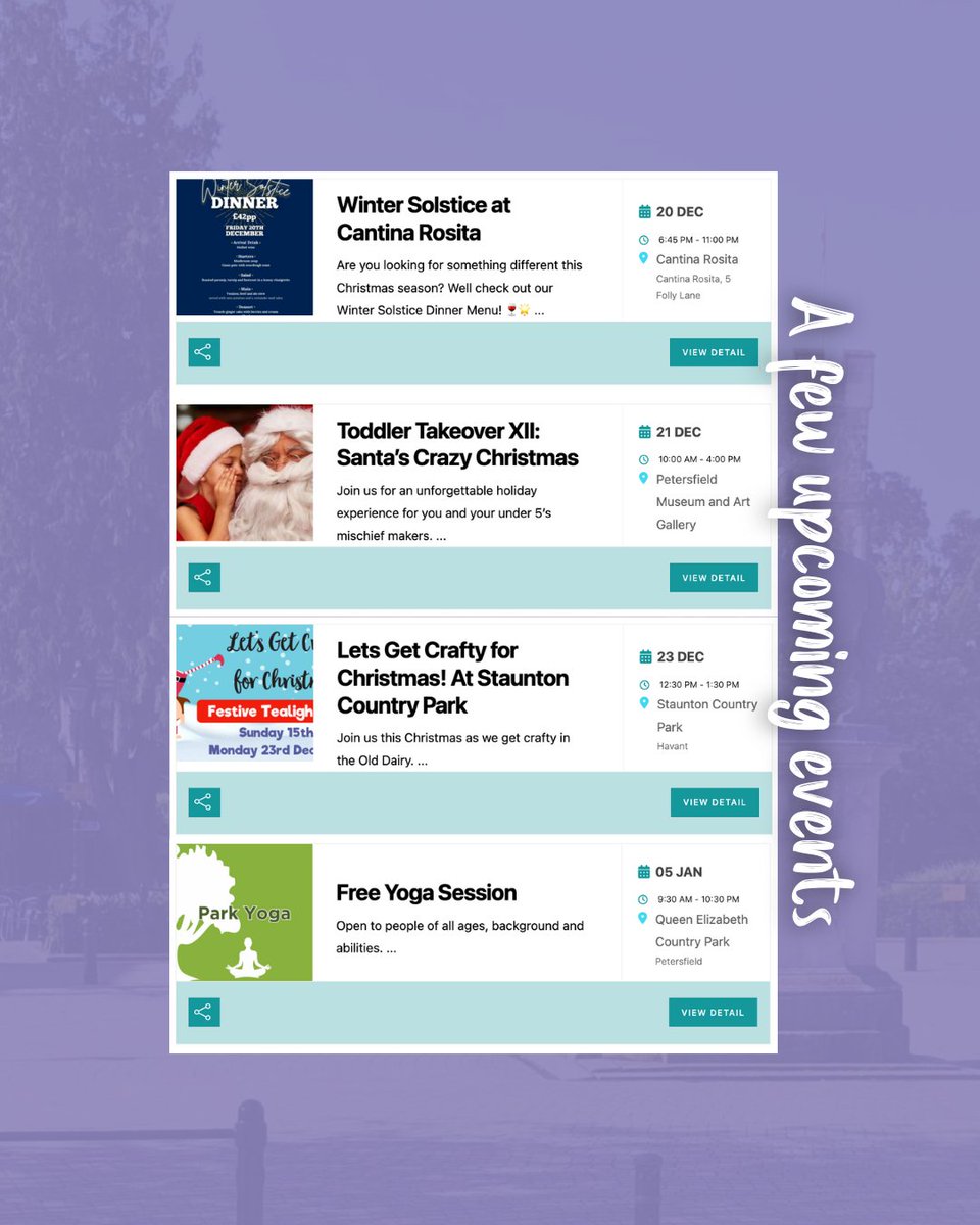 Our "What's On" page is packed with fantastic events happening in and around Petersfield. Don’t forget, you can submit your events too and get them in front of our awesome community!
🔗 Head to the link to discover all the amazing things happening near you
visitpetersfield.co.uk/whats-on/