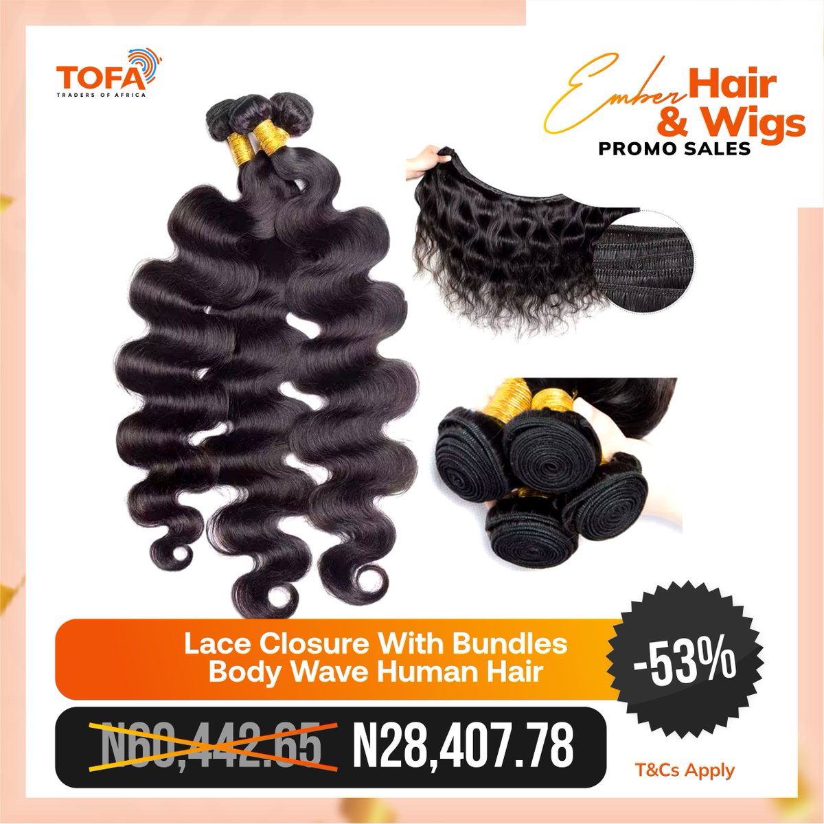 tofadotcom's tweet photo. Complete your look effortlessly! Our Lace Closure with Body Wave Bundles is the perfect combo for a natural, voluminous style. Soft, luxurious, and 100% human hair!
💸 Shop now at https://t.co/WVoCxxRhAX
#ShopNow #HotDeals #DiscountSales #TofaMarketplace https://t.co/PUAj1pnNLj