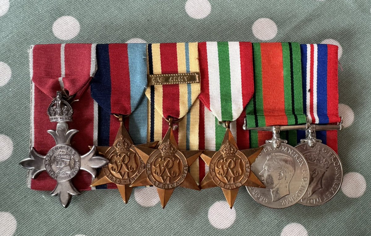 A neighbour asked me about these medals. They are from an officer who served in the RASC, mainly in North Africa and Italy #WW2. Does anyone know what the #medal with the red and white ribbon on the extreme left is please?