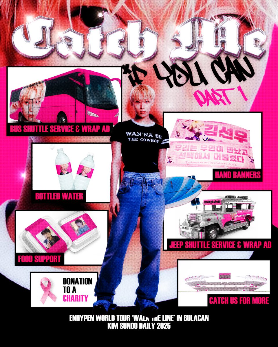 kimsunoodaily's tweet image. The road is calling! Hurry and catch us as we unveil the 𝓒𝓪𝓽𝓬𝓱 𝓜𝓮 𝓘𝓯 𝓨𝓸𝓾 𝓒𝓪𝓷 Plans [Part 1] for Kim Sunoo at Walk The Line in Bulacan! 🤩💖

1. 𝗕𝘂𝘀 𝗦𝗵𝘂𝘁𝘁𝗹𝗲 𝗦𝗲𝗿𝘃𝗶𝗰𝗲 &amp;amp; 𝗪𝗿𝗮𝗽 𝗔𝗱 - MOA ➡️ Philippine Sports Stadium (Other stops TBA)

2. 𝗝𝗲𝗲𝗽…