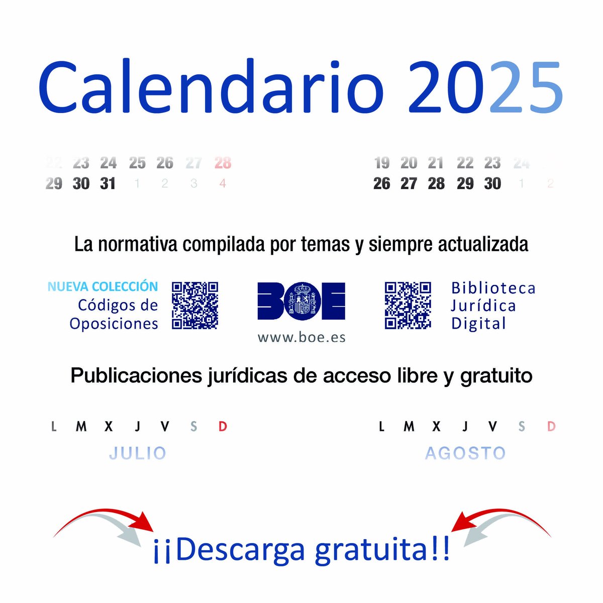 La #EditorialBOE ofrece en su web el calendario laboral de 2025 en PDF para descargar e imprimir.