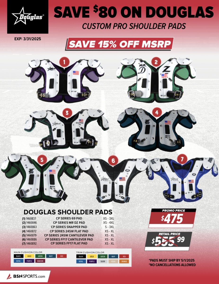BSNSPORTS_FL's tweet photo. 🚨🚨 🏈 BOGO🏈 🚨🚨

Need new Shoulder Pads⁉️

Contact your local @BSNSPORTS Sales Pro or DM us‼️

We’ve got unbelievable deals! Check out these flyers &amp; the ones in the comments⬇️ https://t.co/Mrcbnr4hLK