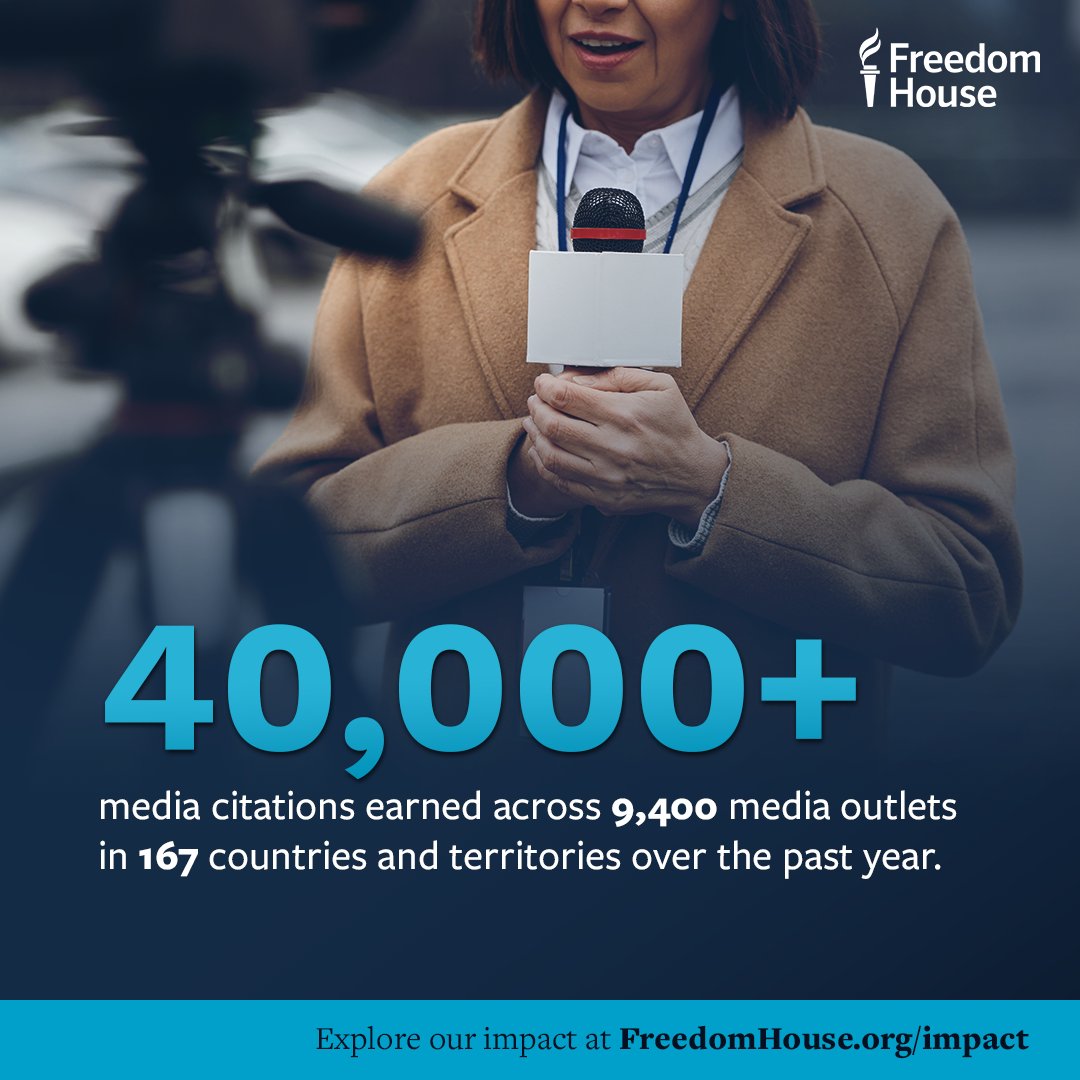 Did you cite our research in 2024?

If so, you helped us earn 40,000+ media hits and over 165 million social media impressions!

But don't worry if you've missed out so far—it's not too late to explore our 2024 research and impact: freedomhouse.org/impact/2024