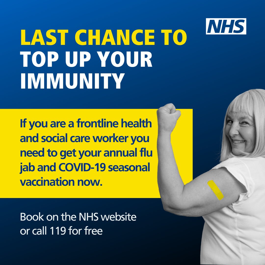 NHSDevon's tweet photo. Protect yourself. Protect others. ๐โค๏ธ If you work in health or social care, make sure you're jabbed up against flu and COVID-19 this winter. Book now on the NHS website: https://t.co/wgdcyNWUh4ย
#FrontlineProtection #GetVaccinated https://t.co/xpjtp4drkB