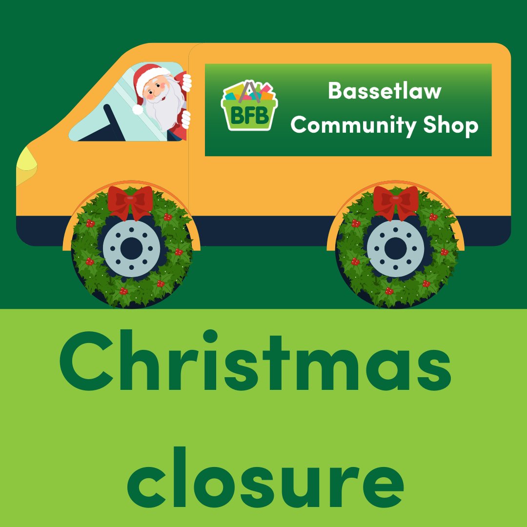 🚌 To give our fantastic team some much deserved time off this festive season Bassetlaw Community Shop will be closed from 23rd December to 3rd January. 🚌

We will see all of lovely shoppers in the new year!