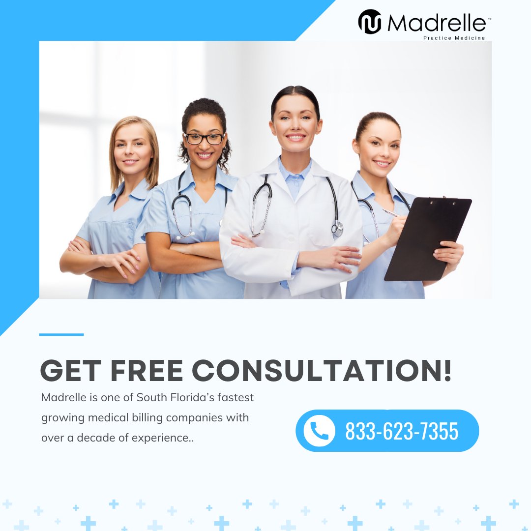 madrellehealth's tweet image. Streamline your medical practice with Madrelle's expert billing support! ✨ Get a free consultation and unlock your full revenue potential.
Call 833-623-7355 today!
#MedicalBilling #PracticeOptimization #FinancialGrowth