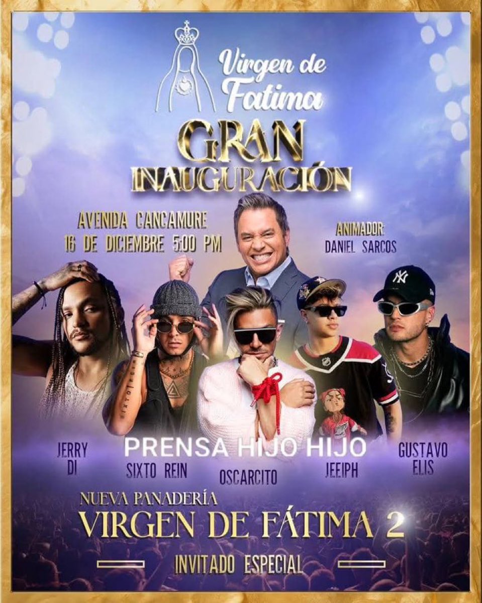estendenciavzl's tweet photo. "Cumaná" es tendencia por la gran magnitud del evento de inauguración de una panadería.

Contando con la animación de Daniel Sarcos, y artistas invitados como Jerry Di, Sixto Rein, Oscarcito, Jeeiph y Gustavo Elis. https://t.co/i7XeuRcbFD