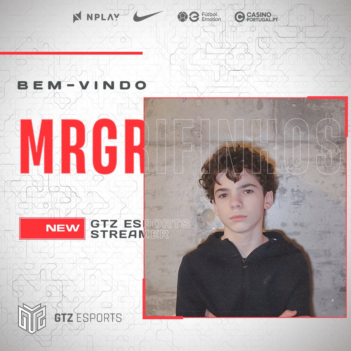 GTZEsports's tweet photo. Os @GTZEsports  têm o prazer de anunciar a entrada de um novo Streamer para a equipa de Criadores de Conteúdo do Clube 🎥

Guilherme “mrgrifinhos” Vilela 👏

Um jogador de FORTNITE com a ambição de se tornar um jogador profissional  🔫

Acompanha a jornada do @mrgrifinhos  com os GTZ Esports nas suas lives em: https://t.co/83dFBKeDxv 📺

Bem-vindo Guilherme 👊

#RespectAllFearNone #gtzstreamers
