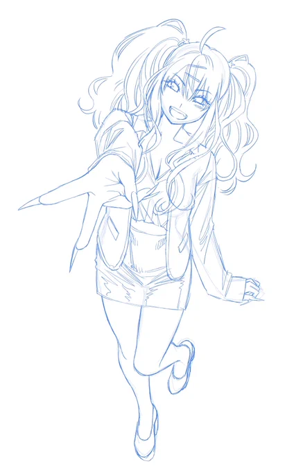 今週はギャル澤さんアタリ→下絵→ペン 
