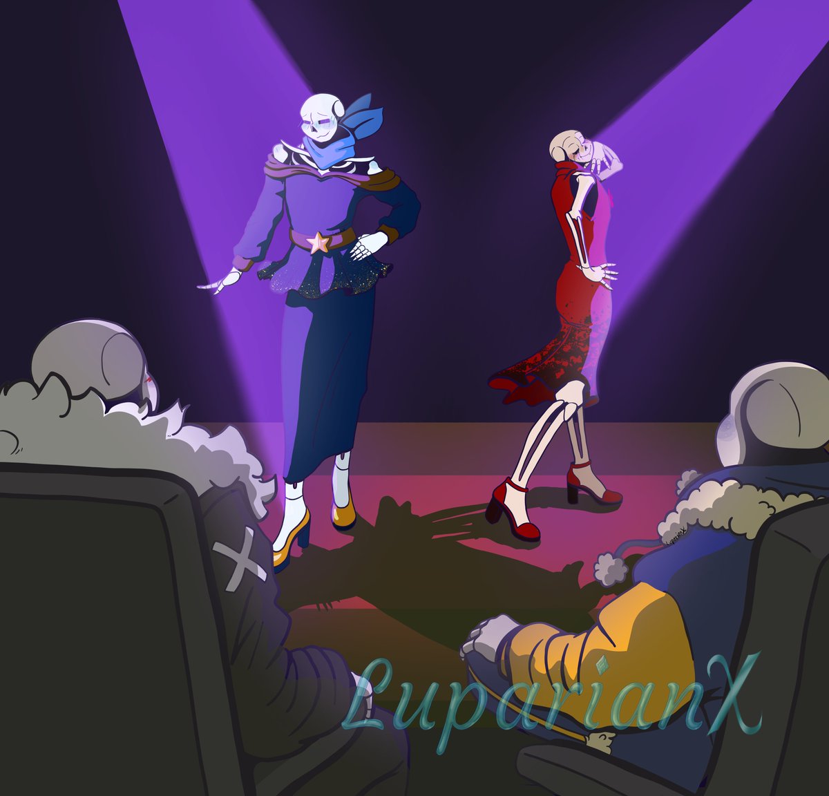 LuparianX's tweet photo. [ENG] 
Blue and Killer giving a fashion show to their husbands ! 🌠❌  

[FR] 
Blue et Killer faisant un défilé de mode pour leur maris ! 🌠❌

#utmv #Kross #Criller #Outerblue https://t.co/nNknbtJxxm