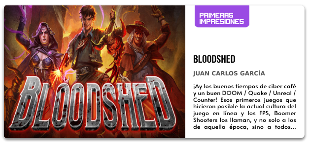 🔎 Primeras impresiones de BLOODSHED / <a href="/HeadupGames/">Headup</a> <a href="/com8com1/">com8com1</a> 

"Este juego promete y mucho. Los fans de los Boomer Shooters estamos de enhorabuena."

✍️ <a href="/juancgromero/">Juan Carlos García Romero</a> 

Enlace en el próximo Post ⬇️