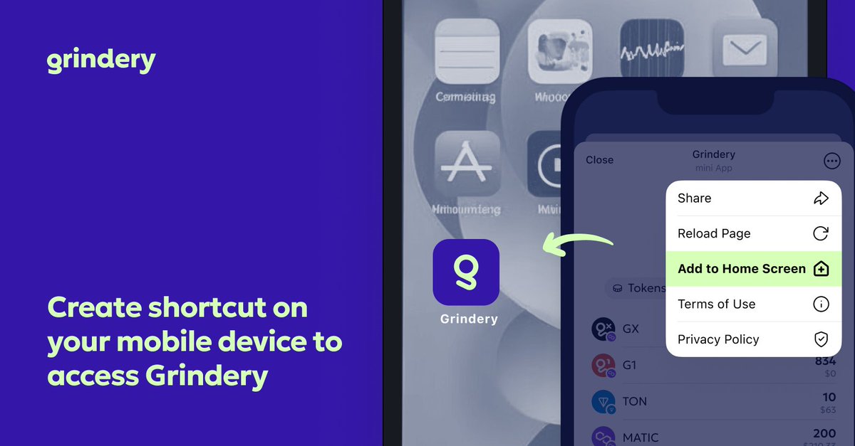 Add Grindery to your home screen and unlock quick access to your favorite wallet on the go 📲

t.me/GrinderyAIBot