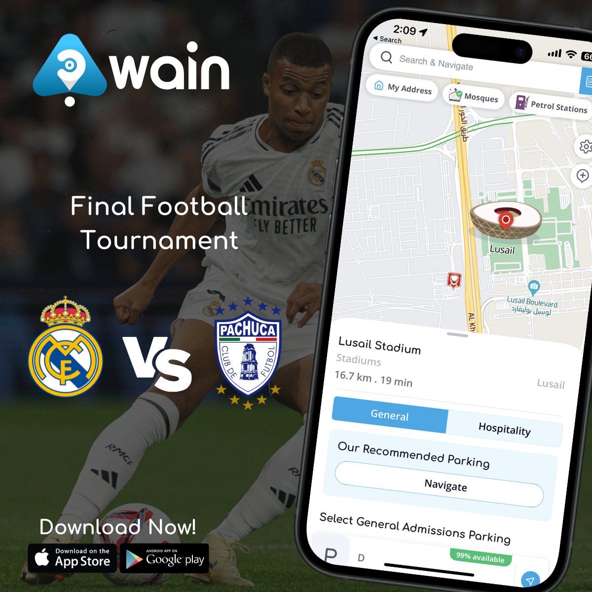 WainAppQatar's tweet photo. Heading to the final match at Lusail Stadium? Let Wain guide you smoothly there and help you find the most convenient and accessible parking spots. 🏆

هل انت متجه إلى المباراة النهائية في استاد لوسيل؟ دع تطبيق"وين" يوجهك بسلاسة إلى هناك ويساعدك في العثور على مواقف السيارات الأكثر ملاءمة وسهولة. 🏆

Download now:
https://t.co/v4OHNCuG27

#doha #football