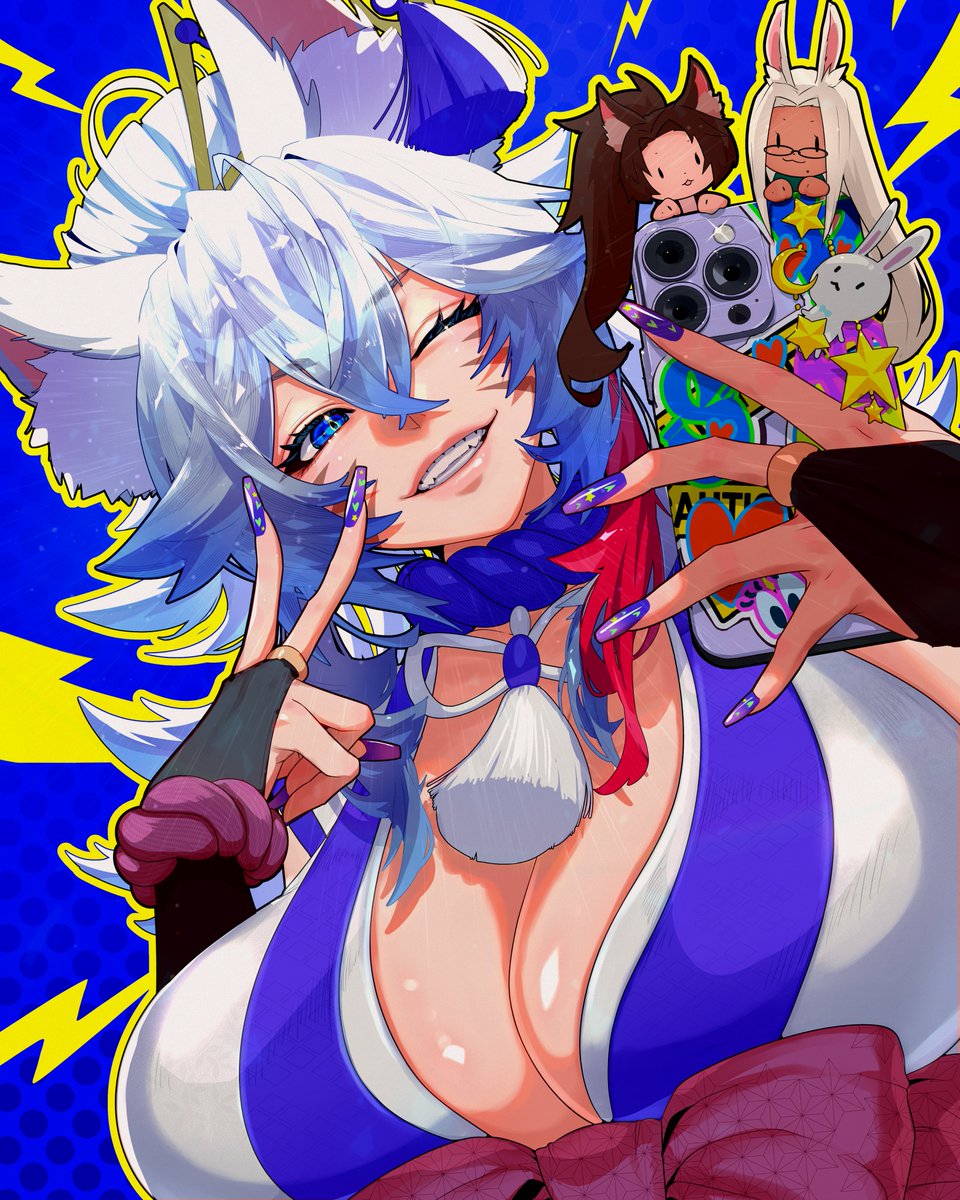 StrongBun_'s tweet photo. Gyaru-like fox Kuromaru
For #FFXIVArtSecretSanta gift for @bluebynightlife 
Drawn by @suillustration, thank you so much!
(repost because #) https://t.co/rgLBxMW3GQ