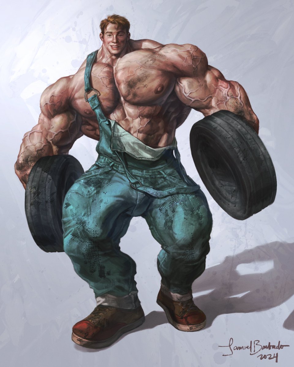 (Edited) Kit Connor is in demand, so here he is. I took <a href="/bmgray86/">Brandon Gray</a>’s suggestion and turned him into a “greased up car mechanic.”

#musclegrowth #giant #art