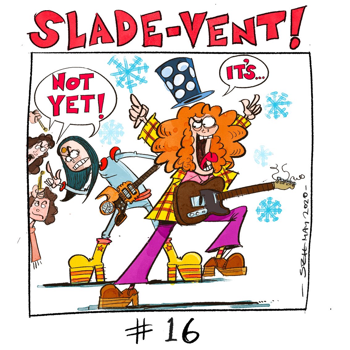 stevemaythe1st's tweet photo. Don’t Blame Me but IT’S SLADEVENT DAY 16! #sladevent #adventcalendar #noddyholder #stevemaythe1st #illustration
#notyet #illoadvent #notyetnoddy #slade https://t.co/EkdUcXlZG7