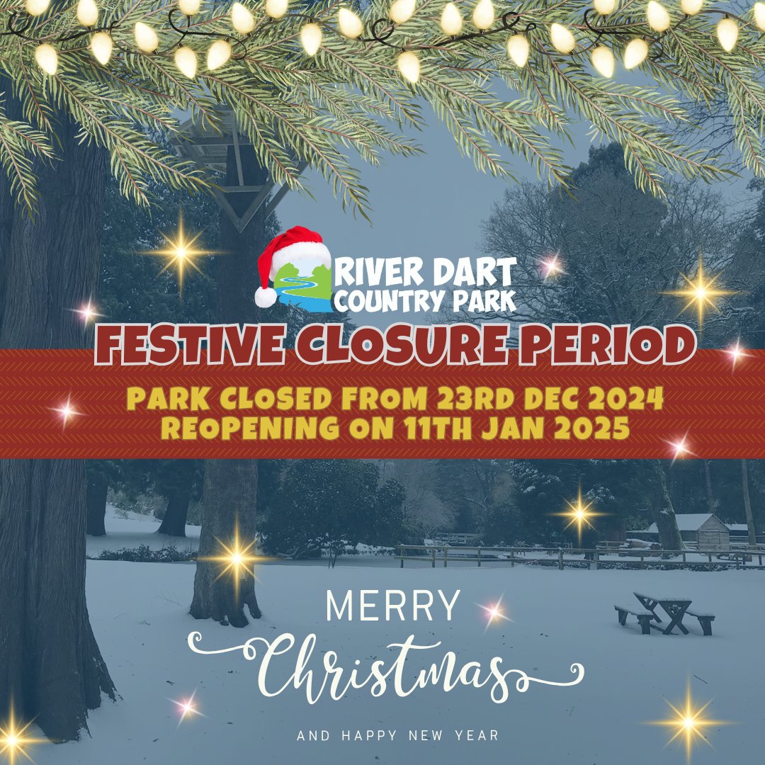 ✨ Season's greetings! Please note that @riverdartcp will be closed for the festive period. Details below...see you in 2025!

#festiveclosure #seasonsgreetings #festiveseason #camping #caravan #holiday #staycation #devon #dartmoor #riverdartcountrypark #dartmoorbikepark