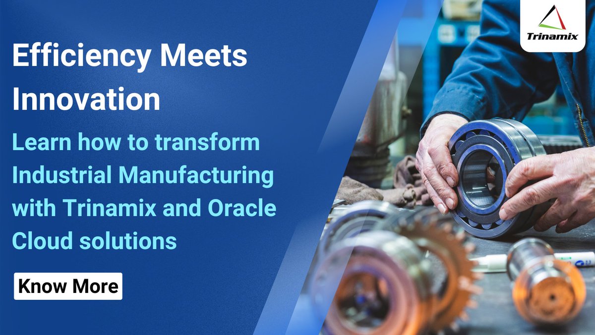 trinamix's tweet photo. In the dynamic landscape of today’s ever-growing disruptions, industrial manufacturing is at the forefront of embracing new technologies and showcasing a commitment to innovation. 
  
Read more: https://t.co/ZrdMpLJ3WA

#industrial #manufacturing #scm  #erp 
#Oracle #Trinamix https://t.co/kzC6S06MVL