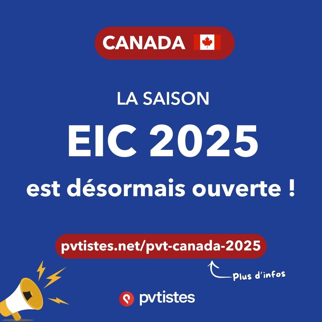 pvtistes's tweet photo. La saison 2025 d'Expérience Internationale Canada (EIC) est désormais ouverte. Vous pouvez dès maintenant déposer votre profil dans le bassin de votre choix (PVT, Jeunes Pro, Stage coop, VIE) pour participer aux rondes d’invitations. : https://t.co/S1p4CVXItT #PVTCanada #EIC https://t.co/7LhD8csJ4E