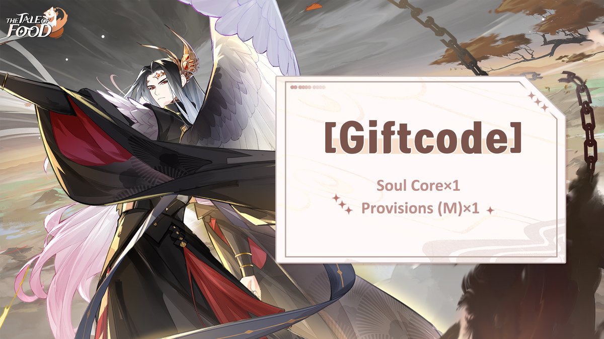 Tale_of_Food_EN's tweet image. ✧ GiftcodeⅠ | ZHIGENG✧
⏰Time: 12/19 00:00 to 12/25 23:59 (Game Time)
※ Please note that all gift codes are in uppercase. Redeem the code in the game and you can get Soul Core ×1, Provisions (M) ×1.
#TheTaleoffood #TTOF #Giftcode