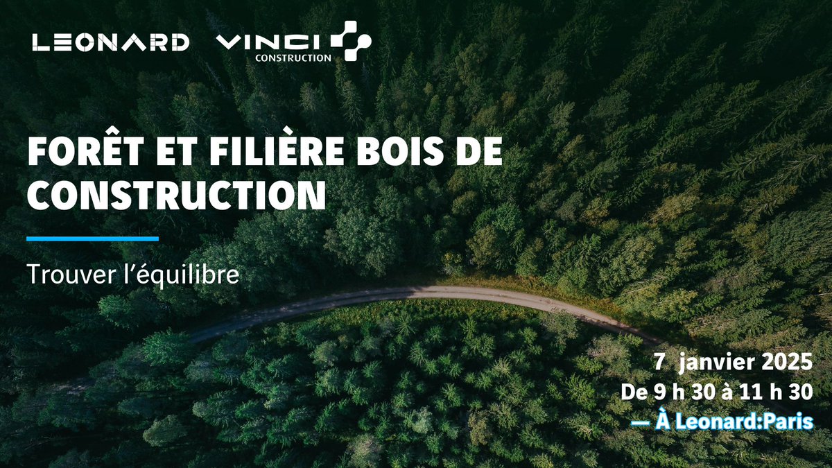 #SaveTheDate🗓️RDV le 7 janvier à 9h30 chez <a href="/WeAreLeonard/">Leonard</a> pour parler de l'avenir de la filière bois de construction🪵Notre directeur des ressources techniques opérationnelles &amp; notre directeur de l’ingénierie apporteront leur éclairage

Infos/Inscriptions➡️bit.ly/3DhFsPJ