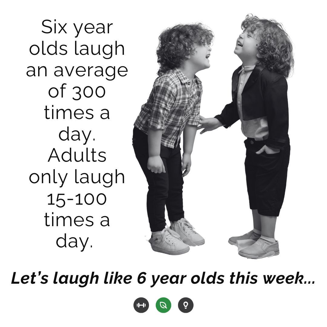 😂 Six-year-olds laugh 300 times a day—adults? Only 15-100. Find your belly laugh today! #LaughterIsTheBestMedicine #GreenGymGroup