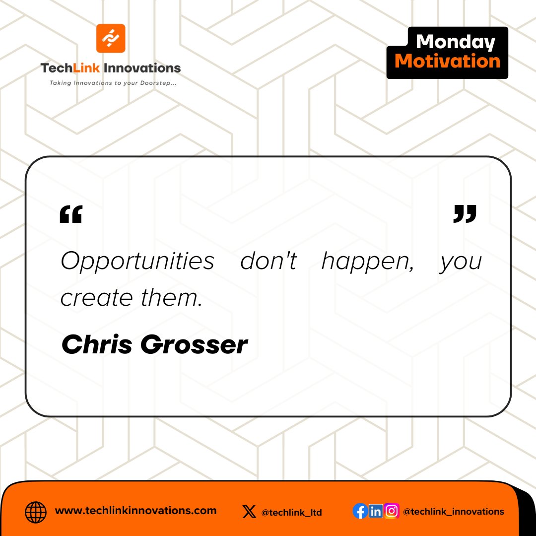 techlink_ltd's tweet photo. Motivation for the week ahead!
Start creating opportunities and stop making excuses.
#techlinkinnovations
#mondaymotivation https://t.co/5ortGwNtwR