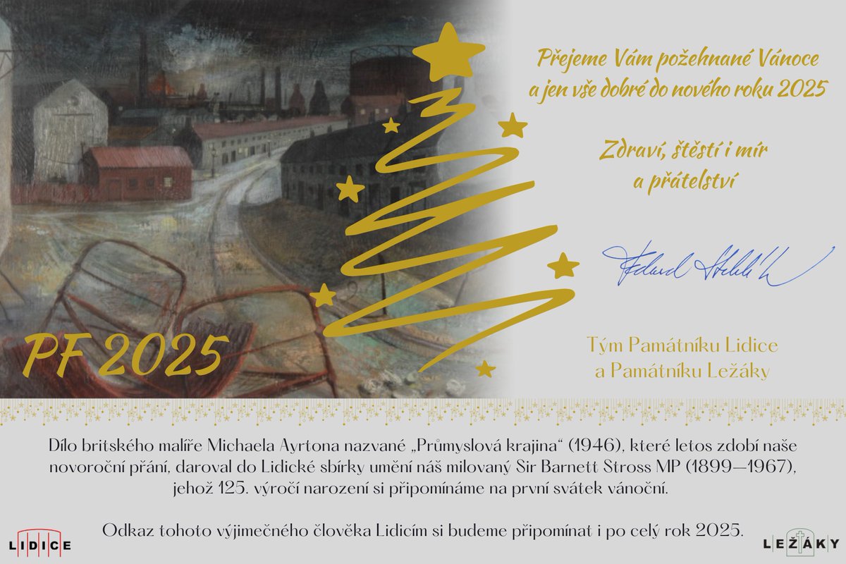 Vážení podporovatelé Památníku Lidice a Památníku Ležáky, vážení kolegové, milí přátelé,

touto cestou bychom Vám chtěli popřát poklidné prožití vánočních svátků a jen vše dobré do nového roku 2025.