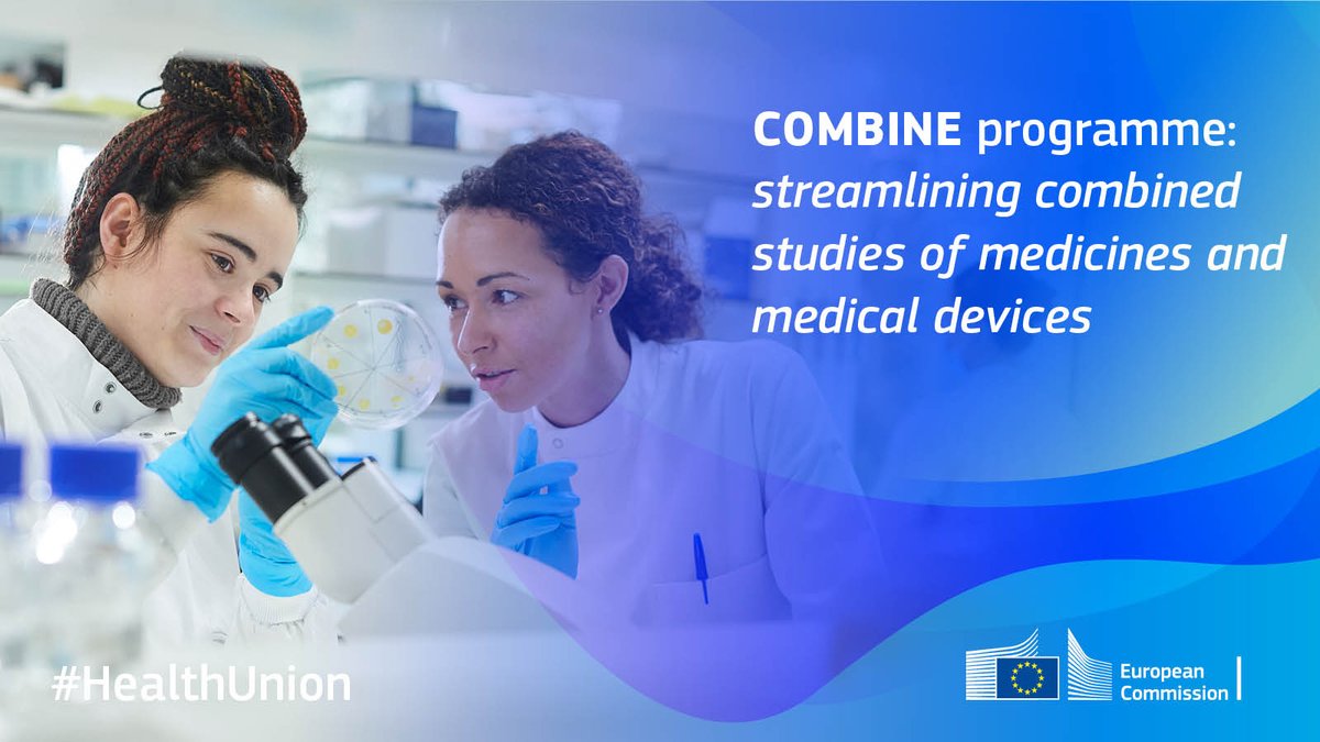 Exciting news for developers of innovative therapies!
EU Member State authorities have endorsed the COMBINE programme, to support studies combining medicines &amp; medical devices including diagnostics.
Learn more:
🔗europa.eu/!cnh3CY
#HealthUnion