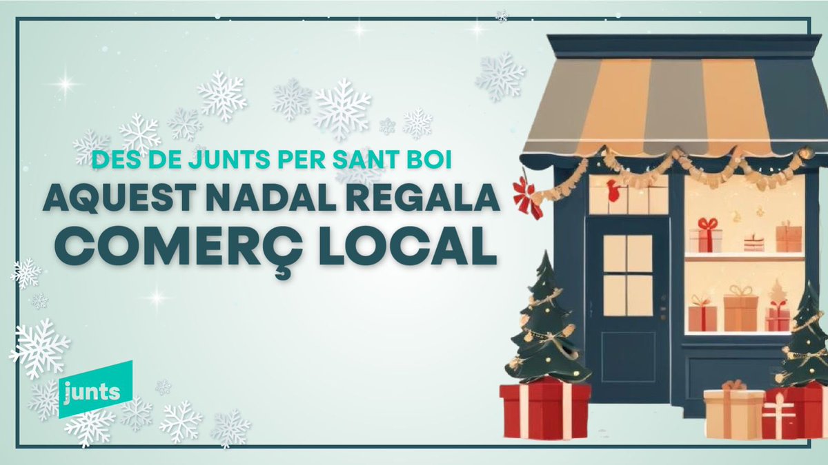 JuntsXSantBoi's tweet photo. 🎄Aquest Nadal, regala comerç local! 🎁🌟 

👉Des de @JuntsXSantBoi, et convidem a regalar proximitat i suport als nostres comerços. Fem del Nadal una festa solidària amb la nostra ciutat. 

#ComerçLocal #SantBoi #Nadal https://t.co/UaKcaOpEX9