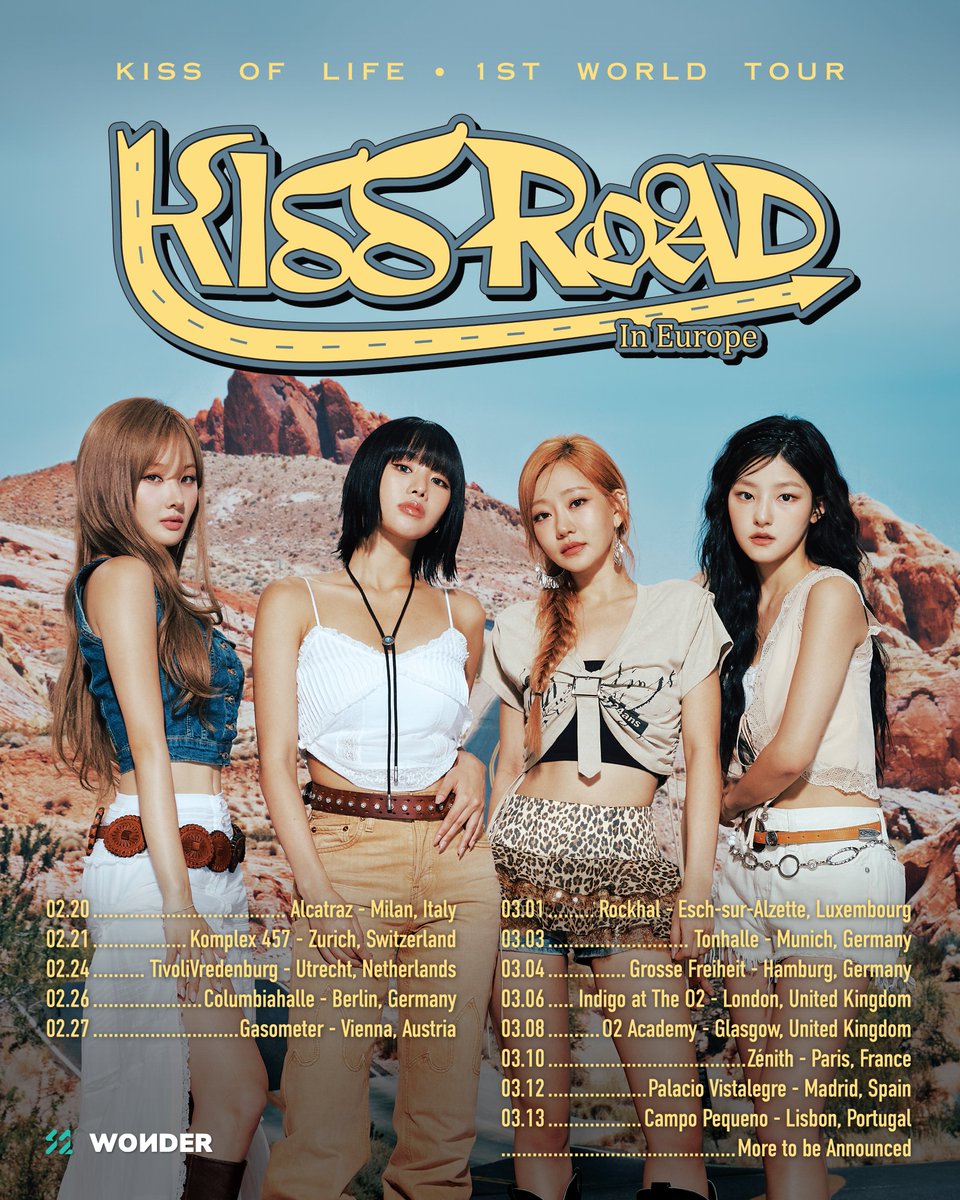KISSOFLIFE_S2's tweet image. 🌎 2025 KISS OF LIFE 1st WORLD TOUR [KISS ROAD] in Europe 🌎

📢 Ticket Open Announcement
General Ticket Sales: 2024. 12. 19 (THU) 10AM LOCAL TIME

📼 youtu.be/UGDLSseLUGk

✔ Ticket Link
S2touring.com

📌 More information regarding ticketing will be provided by…