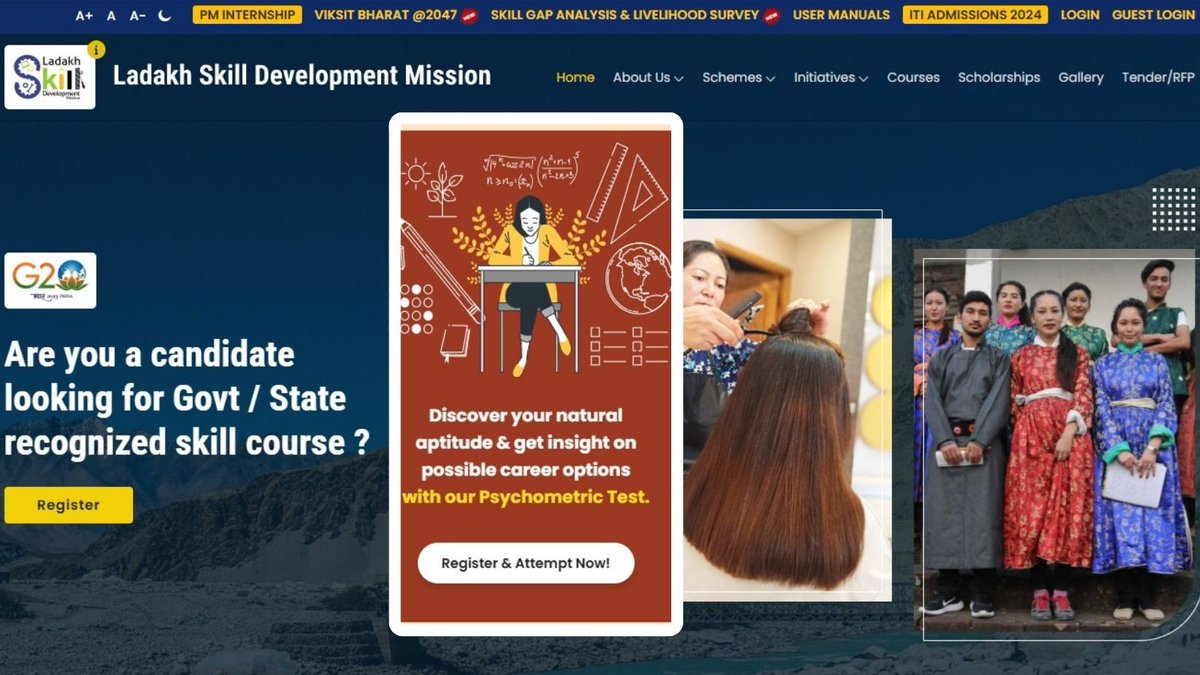 LadakhSecretary's tweet photo. 16/31
Empowering youth with informed choices! #LSDM portal offers Psychometric Test to assess aptitude before choosing skill or career. It’s one-stop platform for skilling & connects Trainers, Employers & Trainees. https://t.co/YRcu7UJTkE #JourneyofUTLadakh #Reflecting2024 https://t.co/PRjptiI8dN