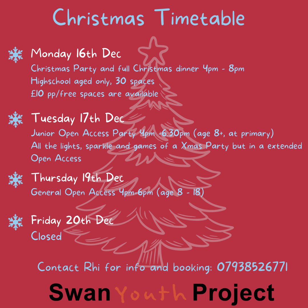 We have made it to our Christmas timetable week! Today is the Senior Party and meal, so please shout if you would like a space. This is going to be a fab 4 hours of partying and eating, so drop Rhi a message if you would like a space :)