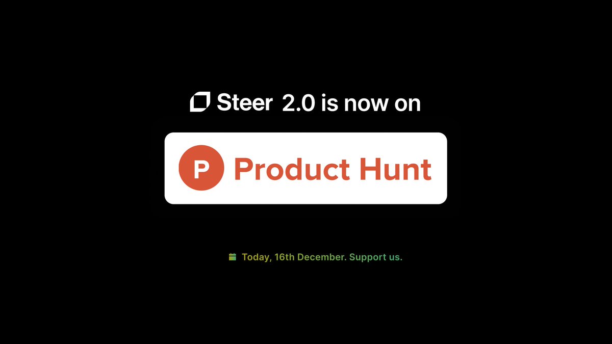 Steer is now 2.0, so many improvements with version for Windows being the biggest! Support us today on Product Hunt: producthunt.com/posts/steer-2-0