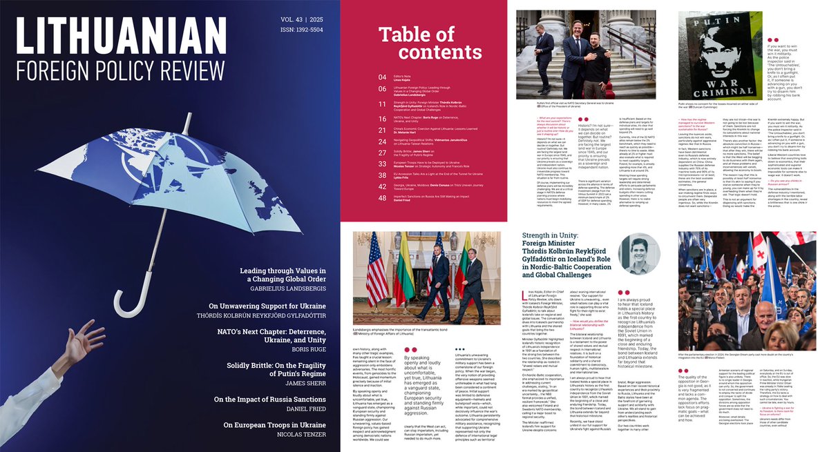Konrad-Adenauer-Stiftung - Baltic States (@kas_baltic) on Twitter photo 🇱🇹The 2024 Lithuanian Foreign Policy Review is here!
In cooperation with <a href="/LithuaniaMFA/">Lithuania MFA | #StandWithUkraine</a> the review gives valuable insight into 2024 and what to take into account entering 2025!
🔗You can find the review here: urm.lt/en/lithuanian-… 🇱🇹The 2024 Lithuanian Foreign Policy Review is here!
In cooperation with <a href="/LithuaniaMFA/">Lithuania MFA | #StandWithUkraine</a> the review gives valuable insight into 2024 and what to take into account entering 2025!
🔗You can find the review here: urm.lt/en/lithuanian-…